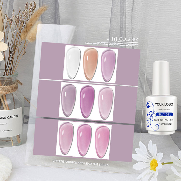 분홍색 흰색 젤리 네일 젤 광택을 통한 15ml 얼음