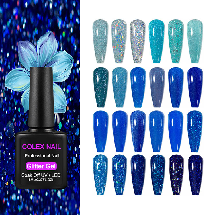 8ml 블루 반짝이는 젤 광택